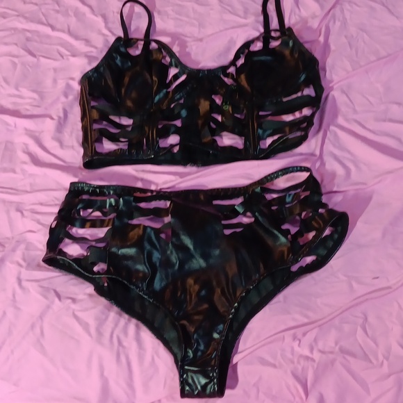 Dolls Kill × Club Exx Black Skeletoria Cut Out Faux Leather Set (M) - Picture 3 of 12